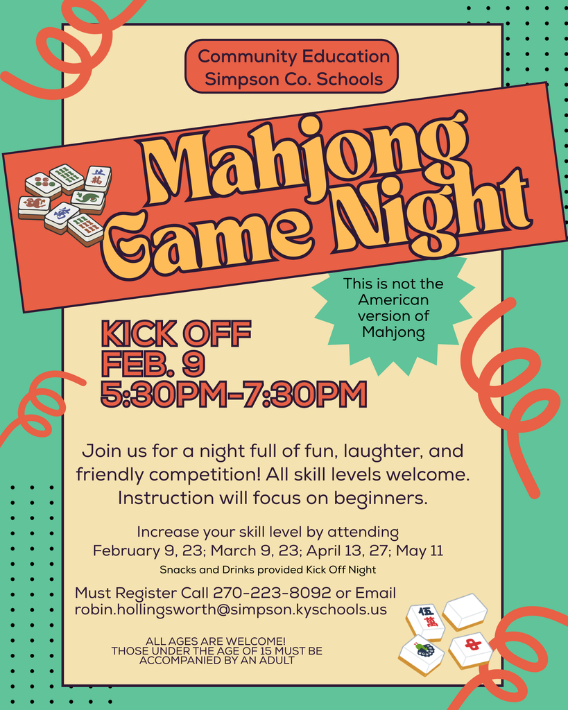 Mahjong Game Night Simpson County Schools, Community Education