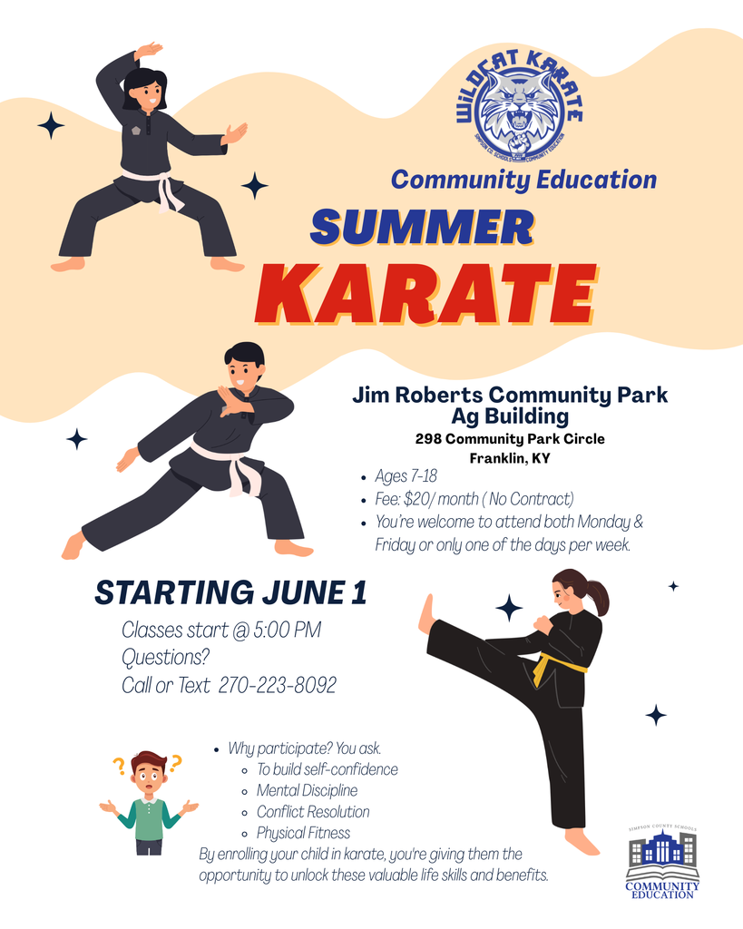 Community Education Summer Karate Classes Franklin, KY