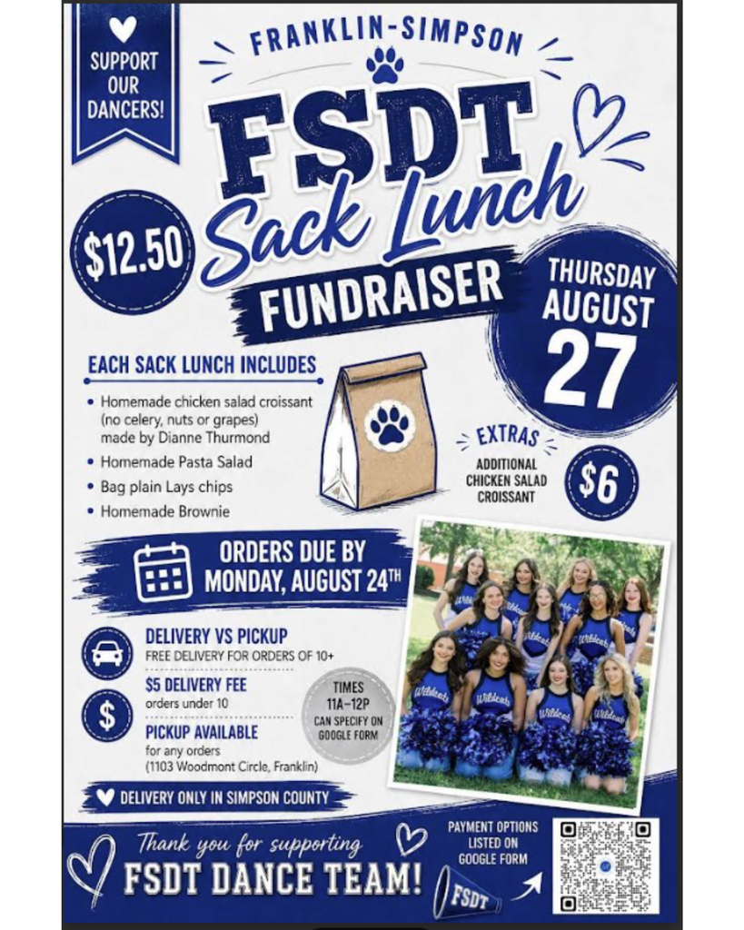 FS Dance Team Sack Lunch Fundraiser Aug. 27