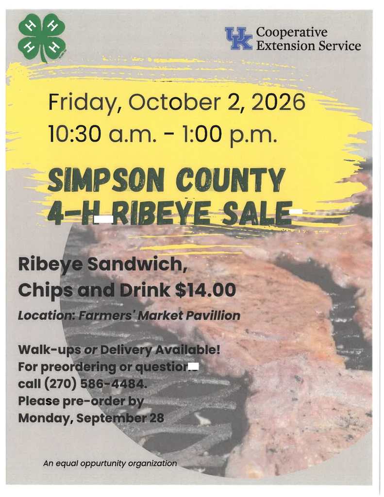 Simpson Co 4-H Ribeye Sale Oct. 2, 2026