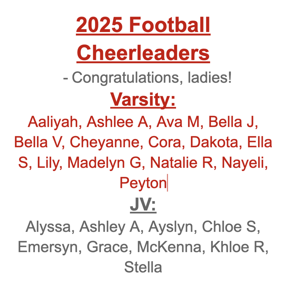 2025 Cheerleaders