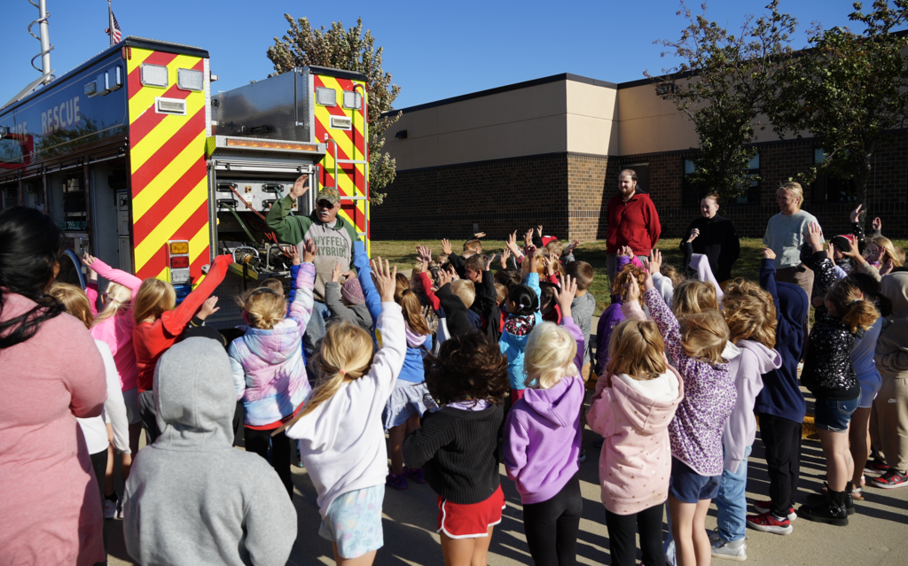 Students are learning about fire safety. 