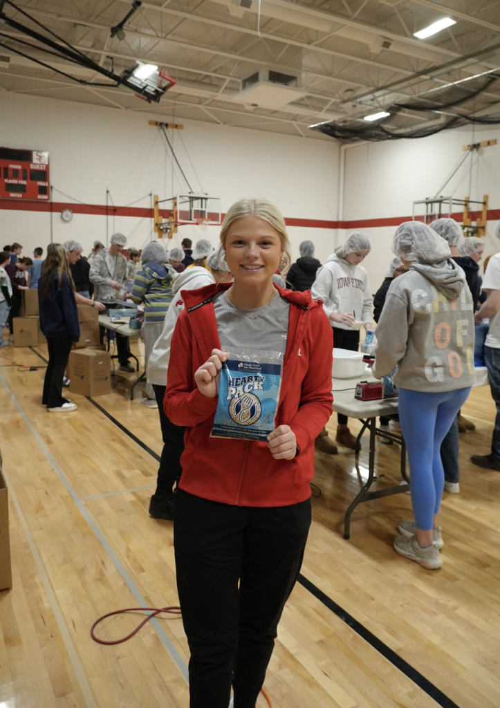 Students packing meals