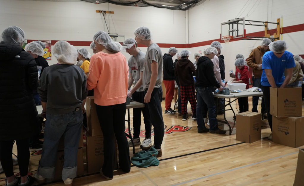 Students packing meals