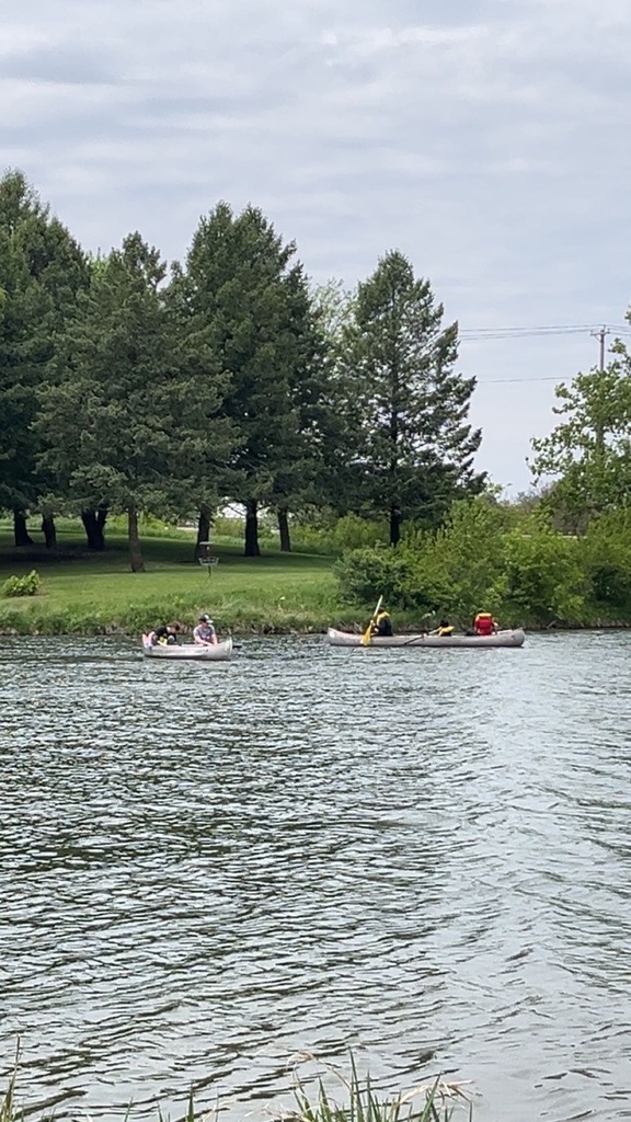 Students canoeing