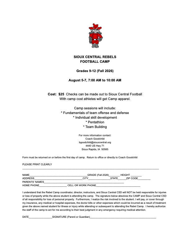 football camp info