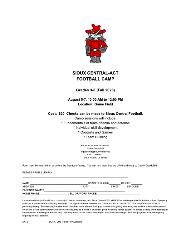 football camp info