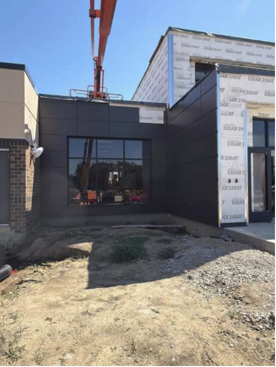 Outside work being done on the building