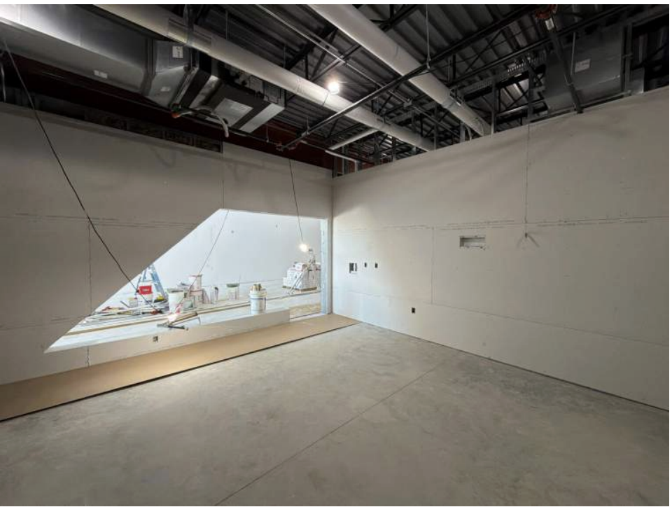 Looking from one of the classrooms into the commons