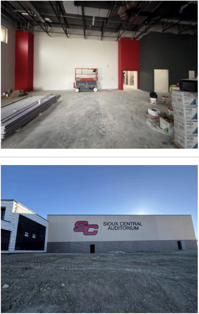 Top photo is in the band space and the bottom photo is the sinage on the new building space.