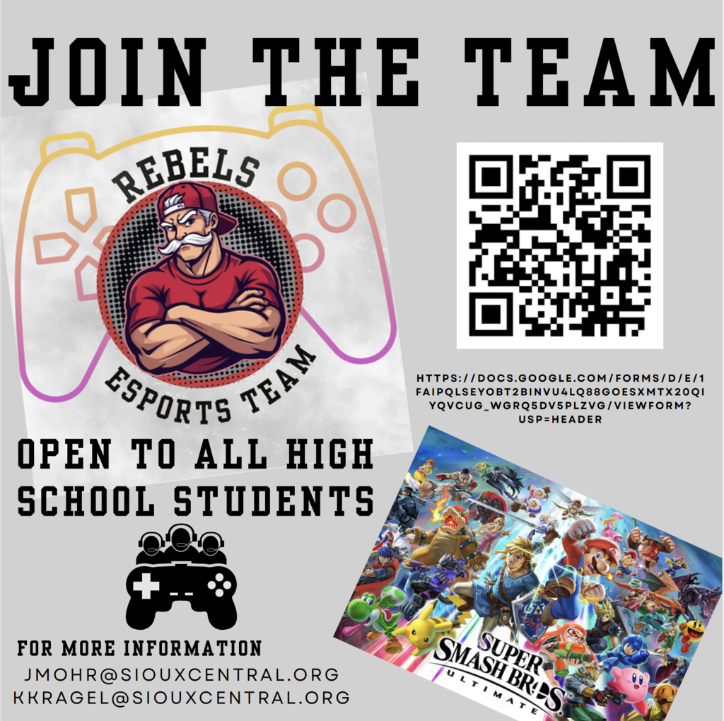 Join SCHS 2026 Esports Team. Follow the QR code to sign up or request more information.