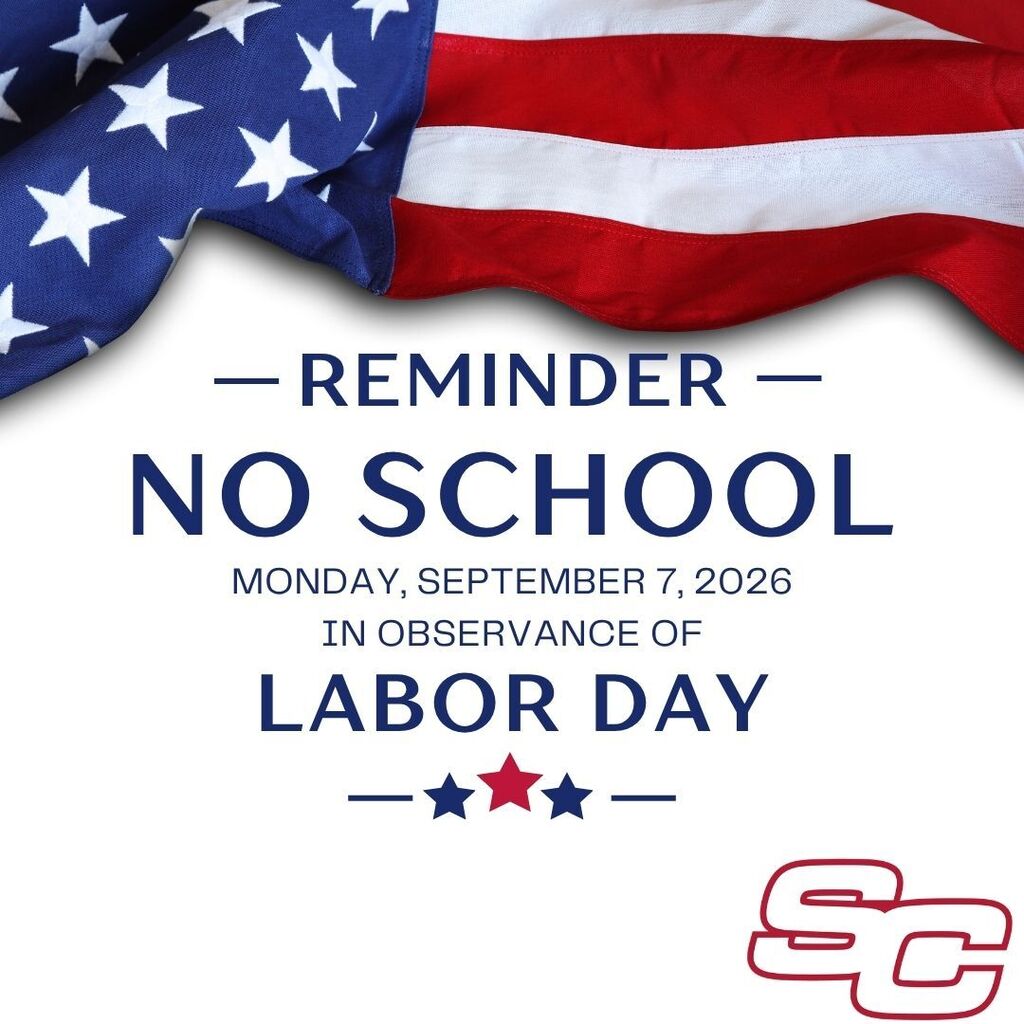 no school reminder for labor day with flag and logo