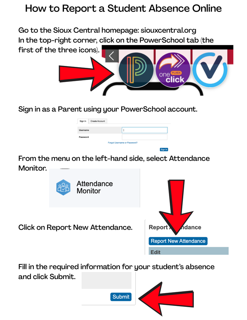 picture instructions on how to report absence online