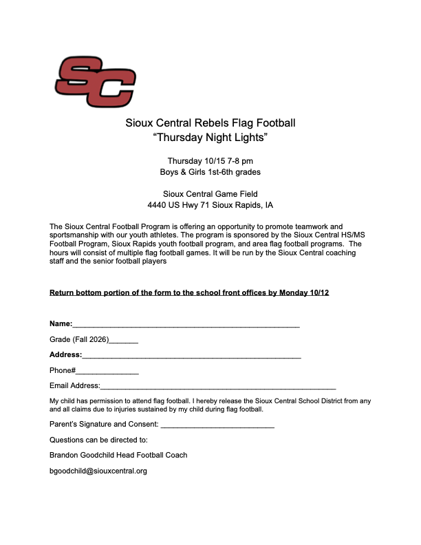 flag football flyer information