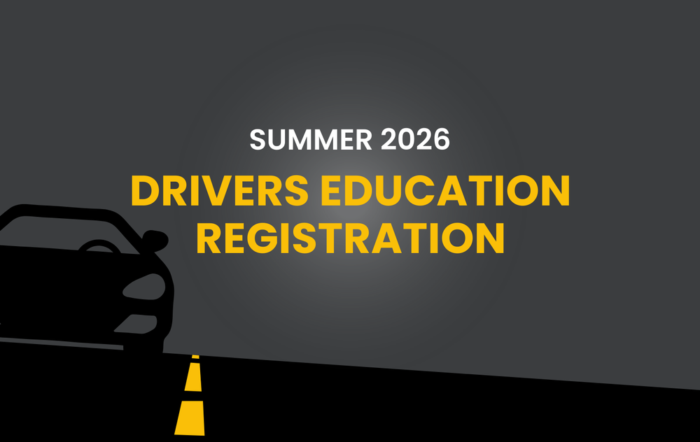 text shows: summer 2026 drivers education registration
