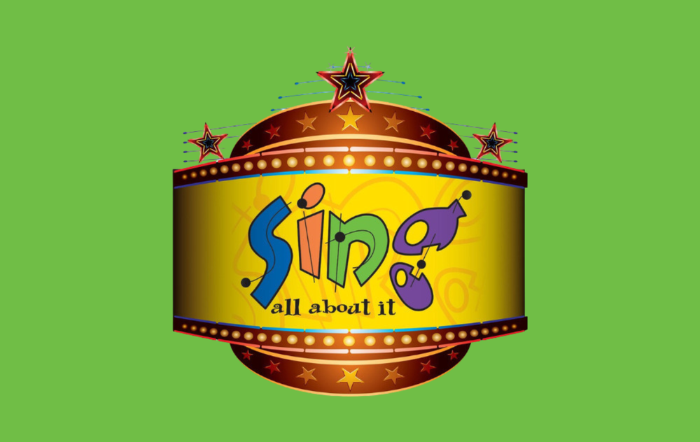 Sing all about it logo on green background