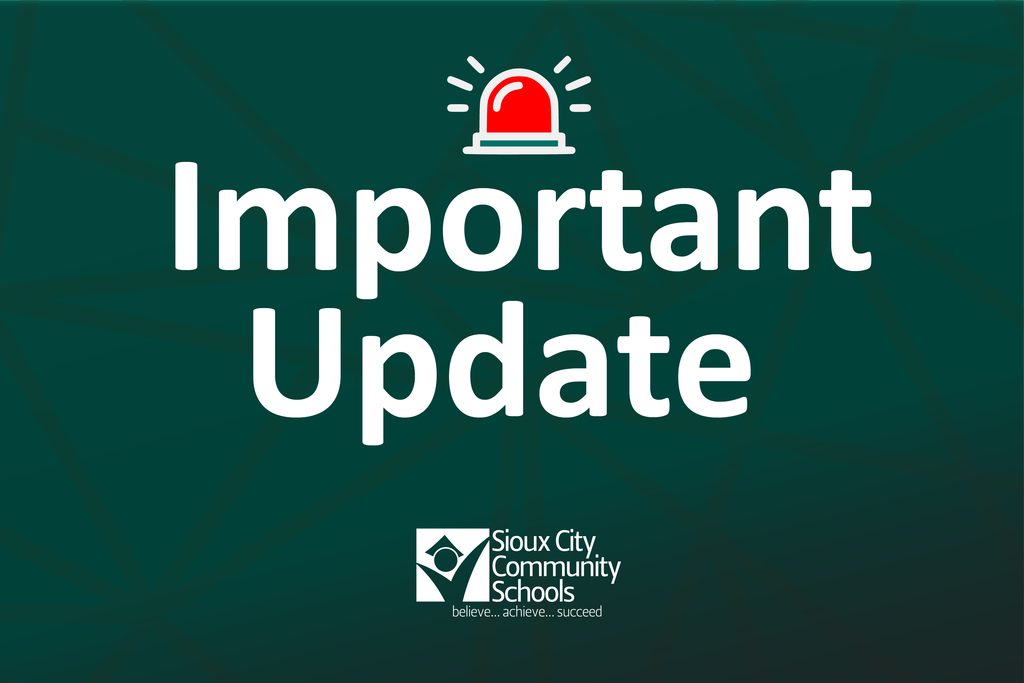 Important Update graphic letting families know that classes will resume at the downtown Career Academy location on Friday, January 9. 
