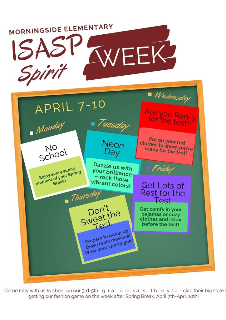 ISASP Spirit Week April 7th thru April 10th.