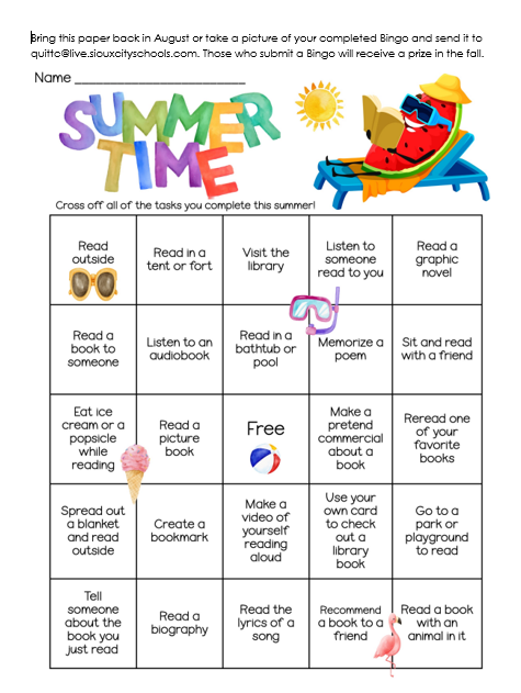 Summer Reading Bingo