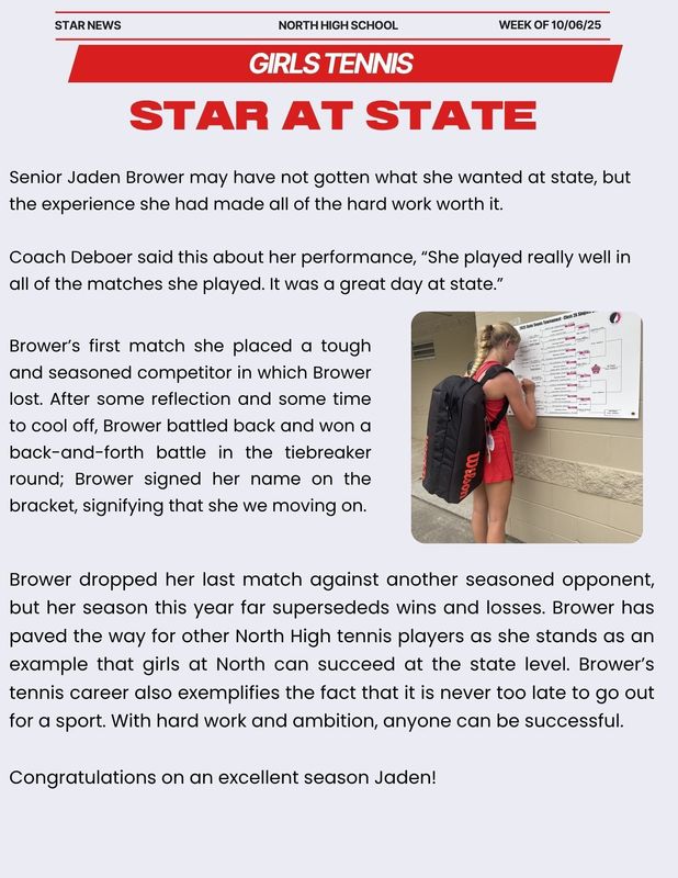 Girls Tennis Update