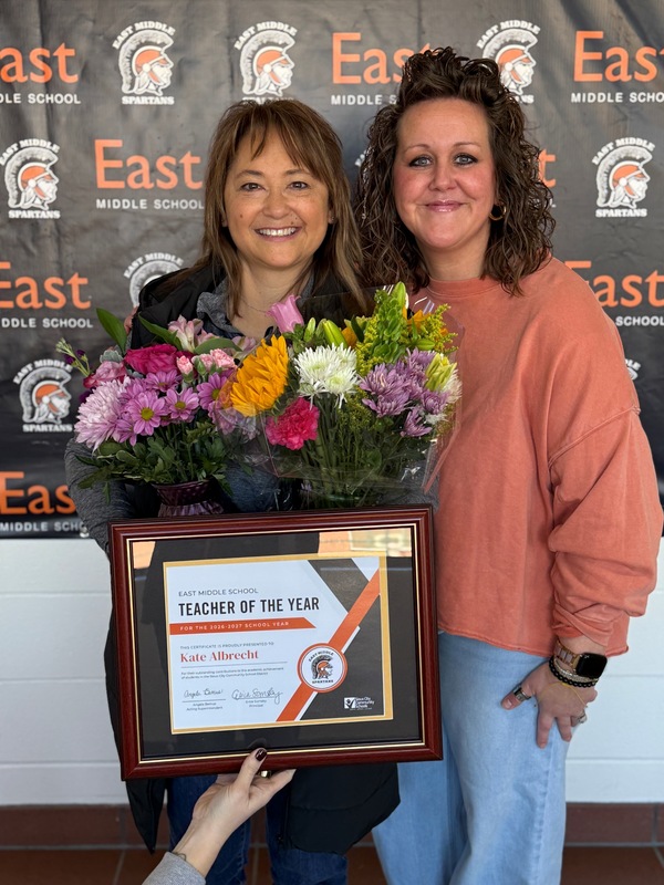 Kate Albrecht Poses with Principal Erica Somsky