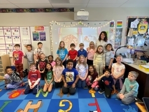 Ashley Stevens poses with her students at Morningside
