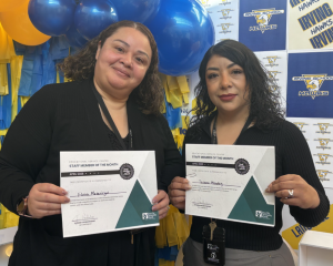 Elvira Mazariegos and Susana Mendez hold certificates and pose together