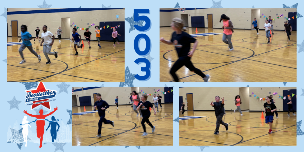 Room 503, fifth grade was fun, They owned the track by the end of the run! Thank You for donating to our school!