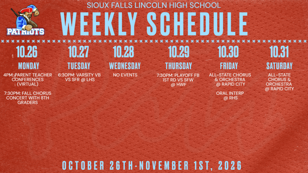 LHS Weekly Activities Calendar