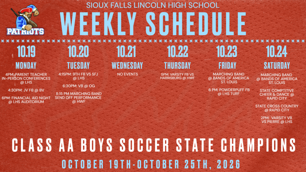 Weekly Activities Calendar