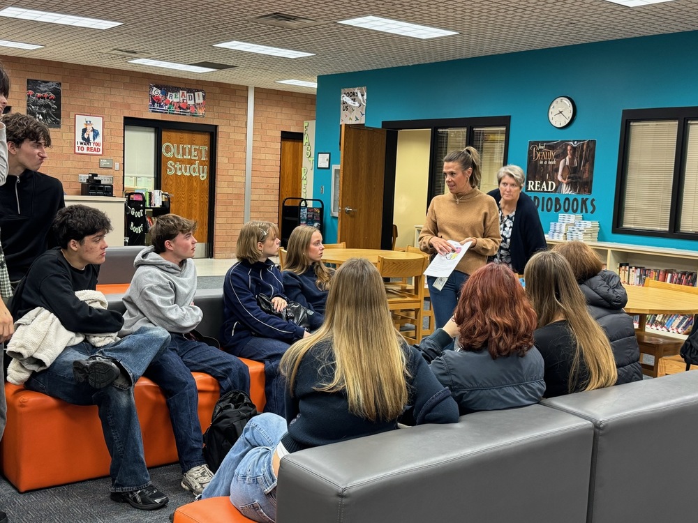 Mrs. Papke speaking to German students