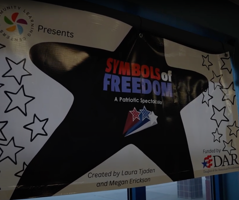 Symbols of freedom banner with a star on it