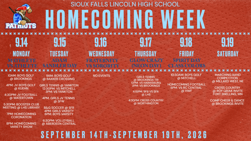 LHS Weekly Activities Calendar