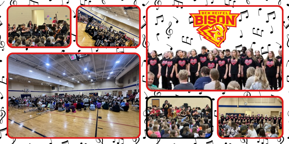 Yesterday, Ben Reifel Middle School students in band, orchestra, and show choir performed brilliantly for elementary students, inspiring K-5 learners with a glimpse of the exciting opportunities awaiting them in middle school!