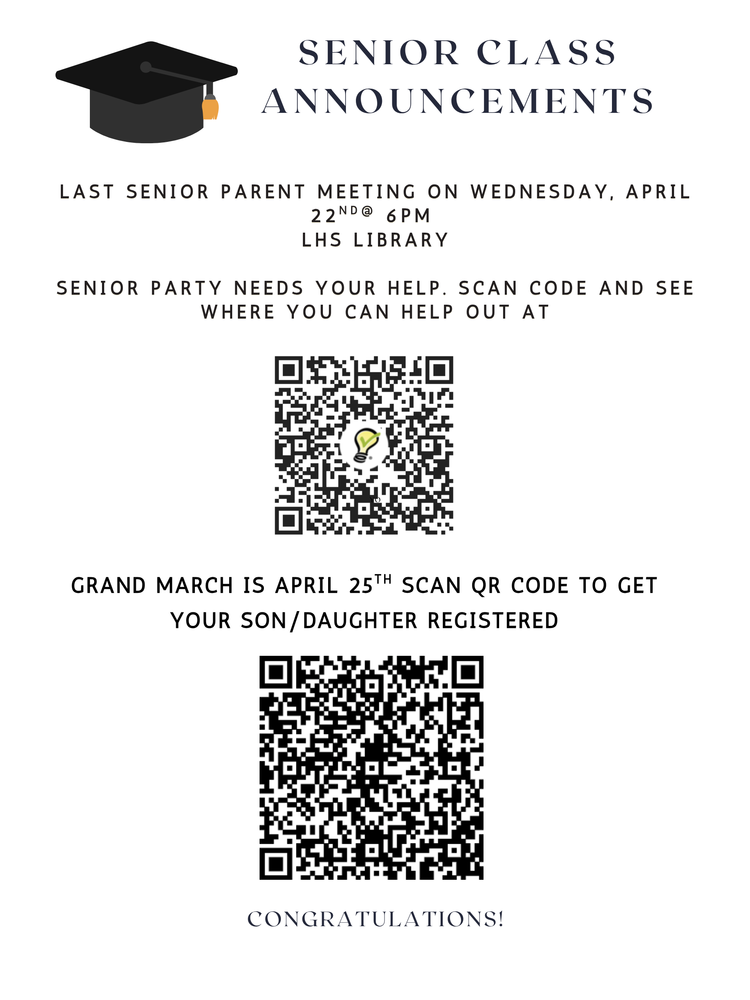 Senior Class Announcements