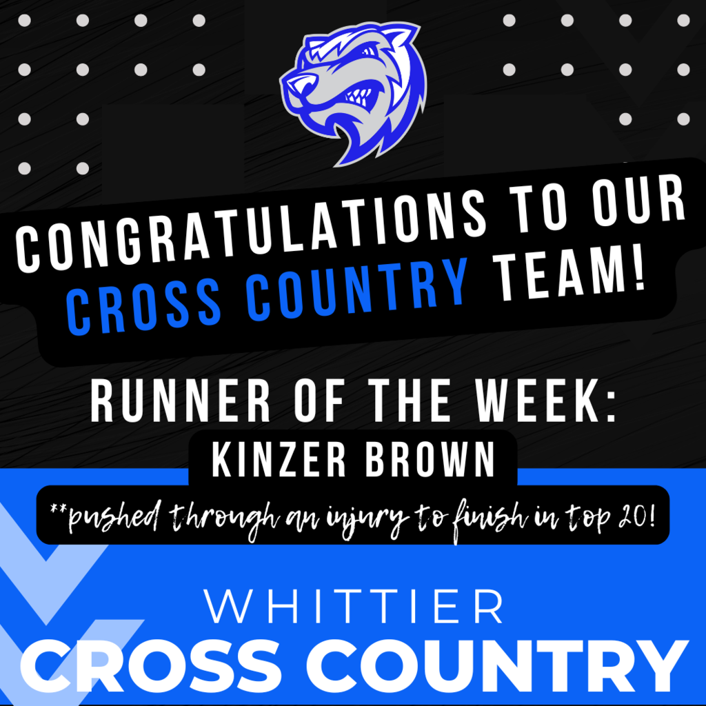 Cross Country Runner of the Week is Kinzer Brown
