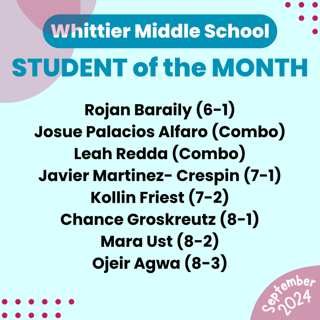 Student of the Month winners from September 2024