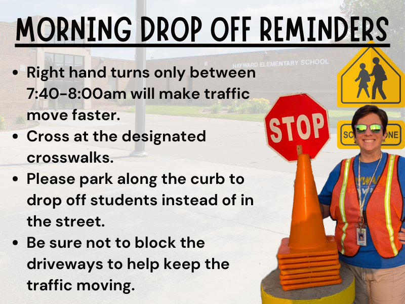 Morning drop off reminders in English