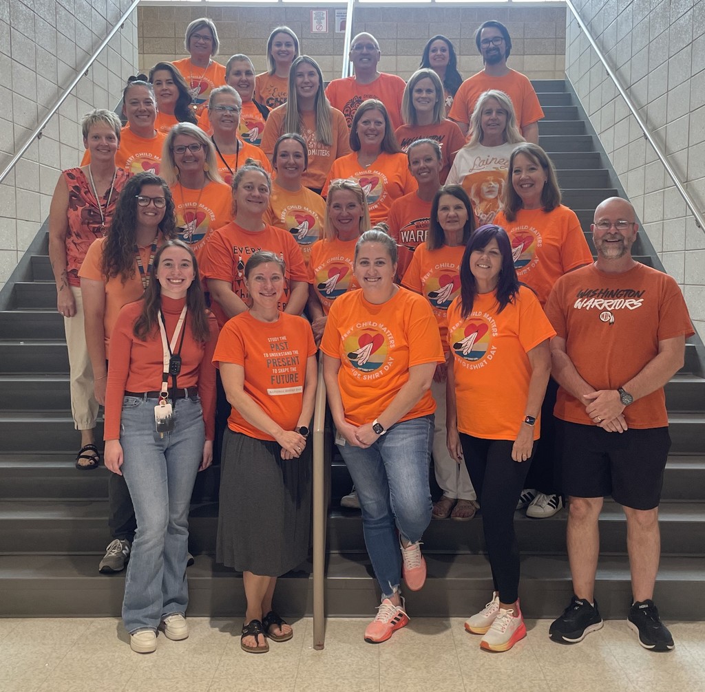 Ben Reifel Middle School staff honoring Orange Shirt Day