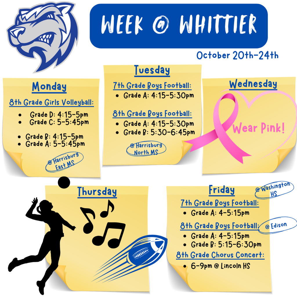 Week at Whittier. October 20th through October 24th.