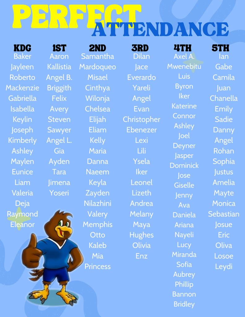 Q1 Perfect Attendance students at Hayward Elementary