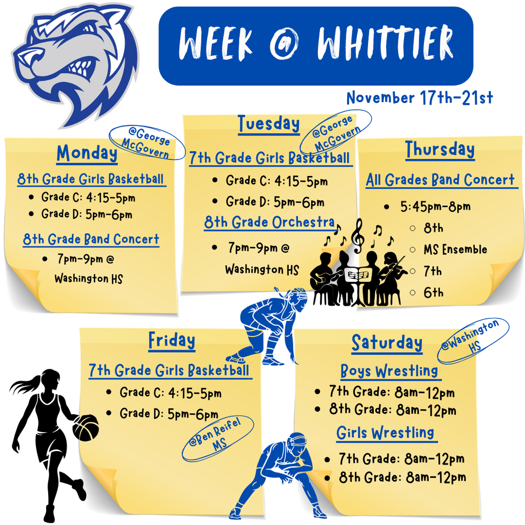 Week at Whittier 11/17 to 11/21