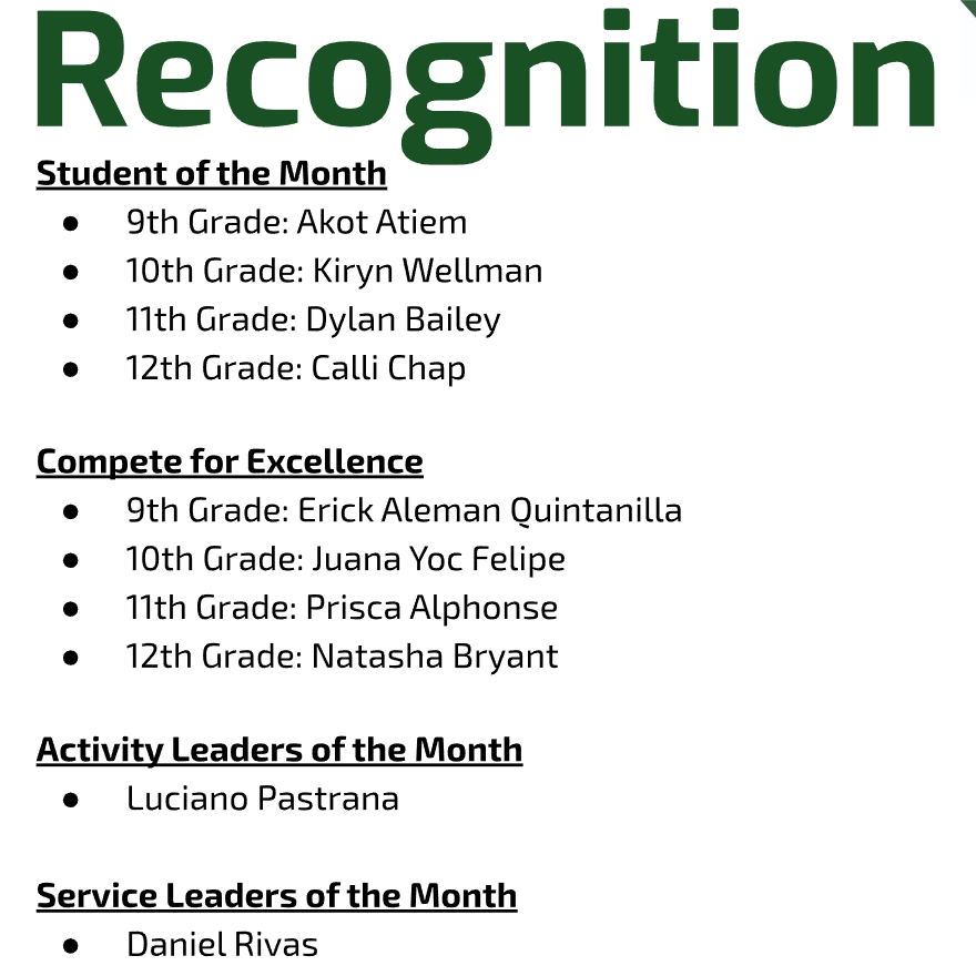 Students of the Month