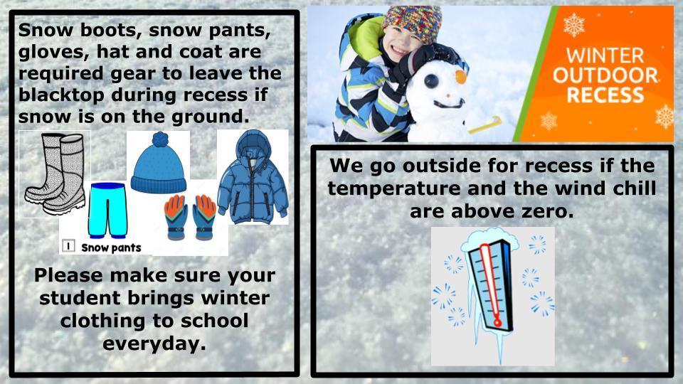 winter recess reminders