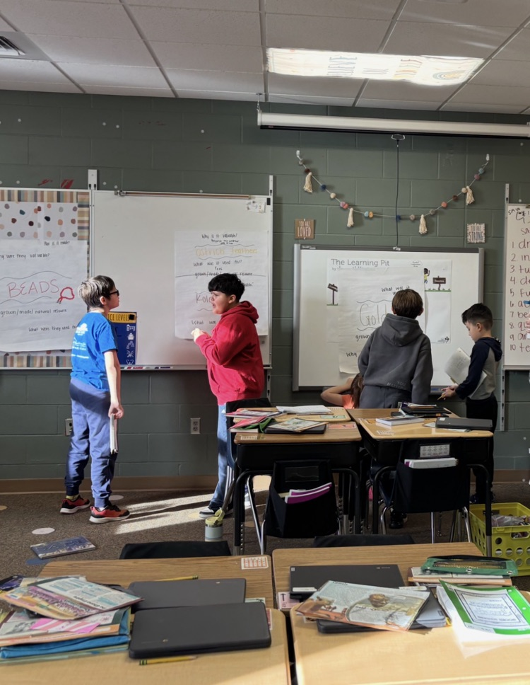 4th graders working on a reading project. 