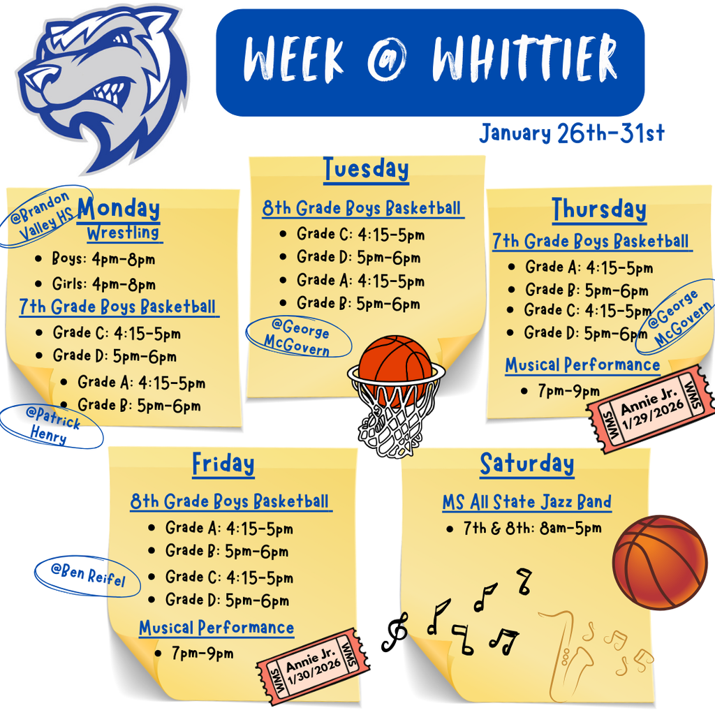 Week @ Whittier 01/26 - 01/31
