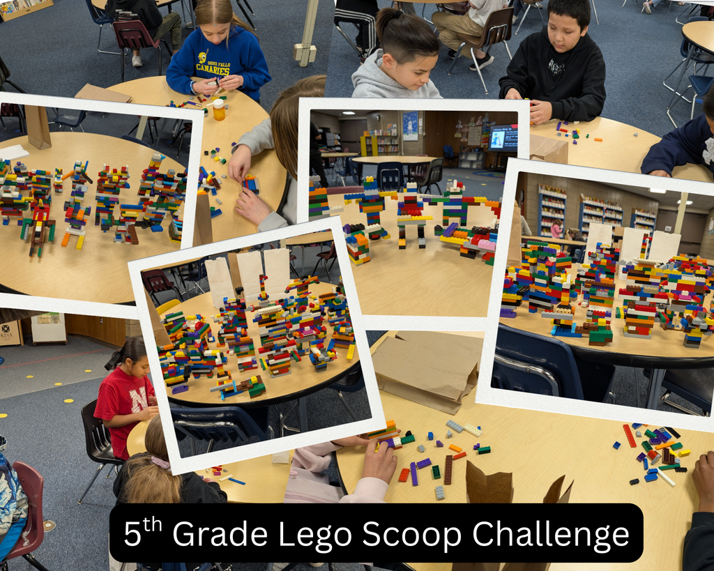 5th Graders building robots in the Lego Scoop Challenge
