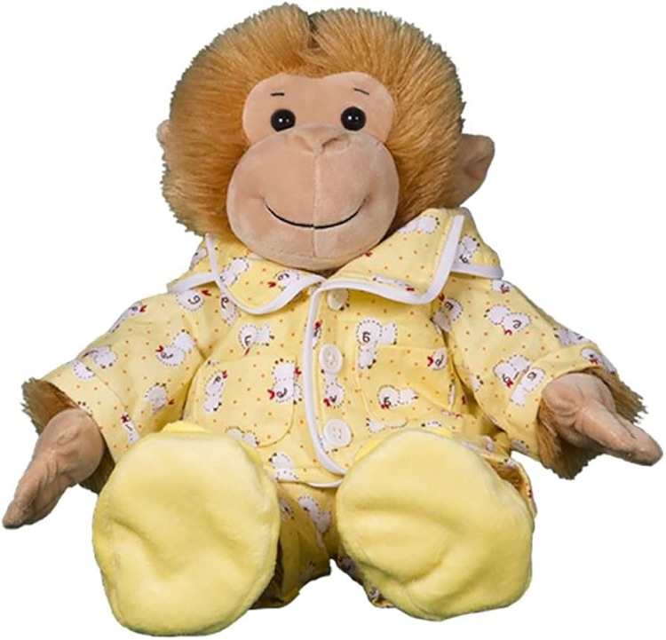 a stuffed monkey in pjs