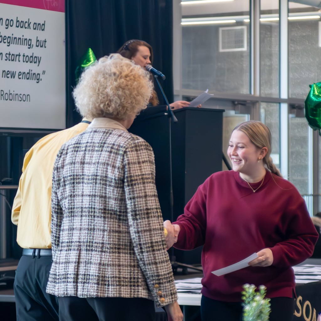 JHS student receiving academic achievement recognition