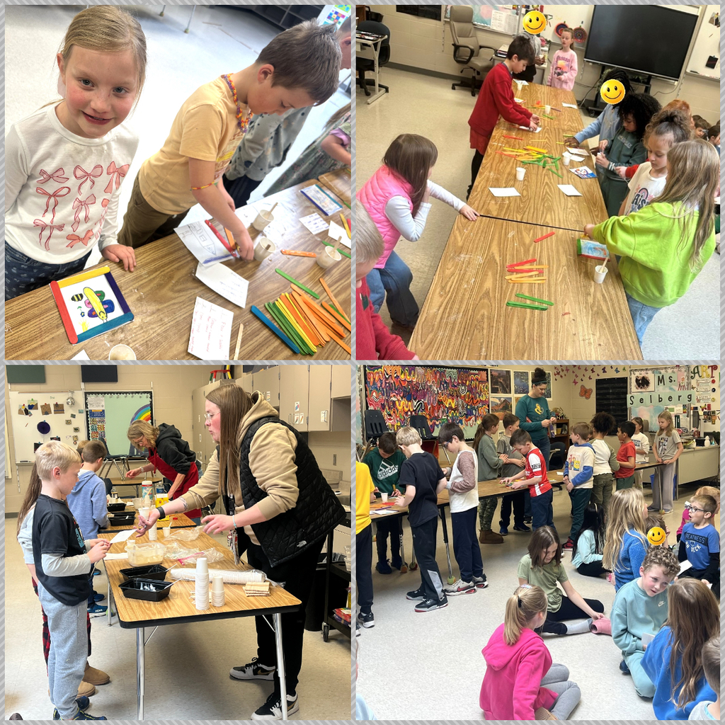 Second grade students making glue. 